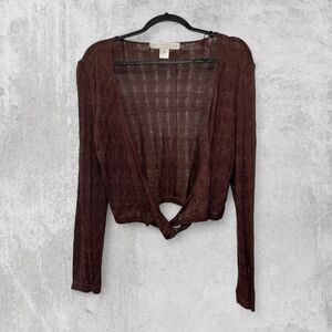 Bette Paige Crochet Pointelle Open Knit Top L Vintage Y2K